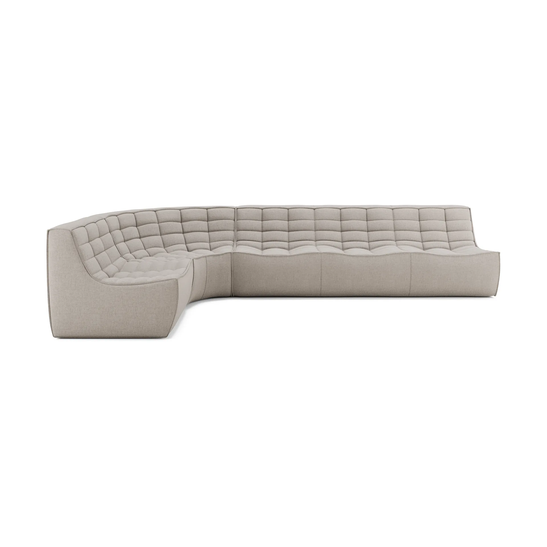 N701 Modularecksofa mit abgerundeter Ecke, Stoff Ecru Beige, 301x171 cm,  Ethnicraft