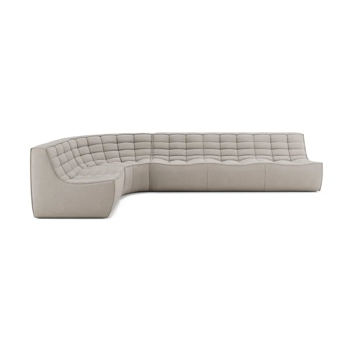 N701 Modularecksofa mit abgerundeter Ecke, Stoff Ecru Beige, 301x171 cm - Ethnicraft