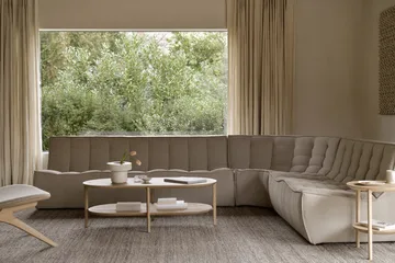 N701 Modularecksofa mit abgerundeter Ecke, Stoff Ecru Beige, 301x171 cm - Ethnicraft