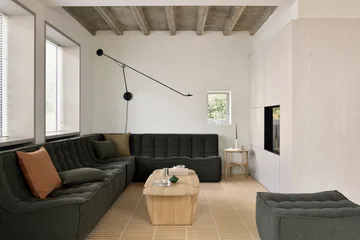 N701 Modularecksofa mit abgerundeter Ecke, Stoff Moss Eco, 330x260 cm - Ethnicraft