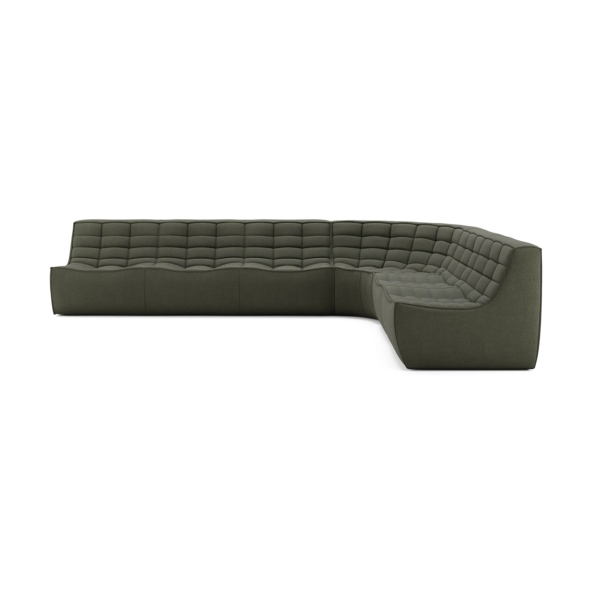 N701 Modularecksofa mit abgerundeter Ecke, Stoff Moss Eco, 330x260 cm Ethnicraft
