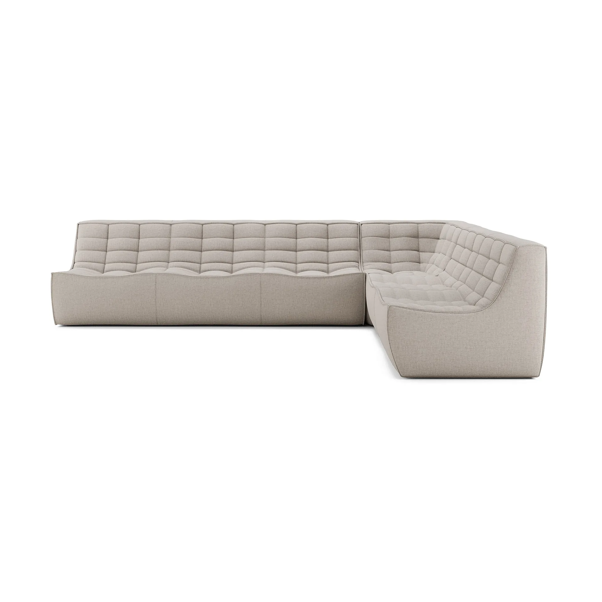 N701 Modularecksofa mit geradem Eck, Stoff Beige, 301x231 cm Ethnicraft