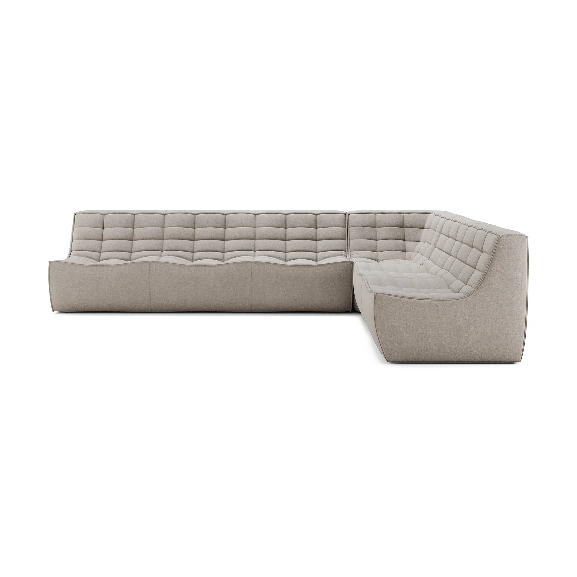 N701 Modularecksofa mit geradem Eck, Stoff Ecru Beige, 301x231 cm Ethnicraft