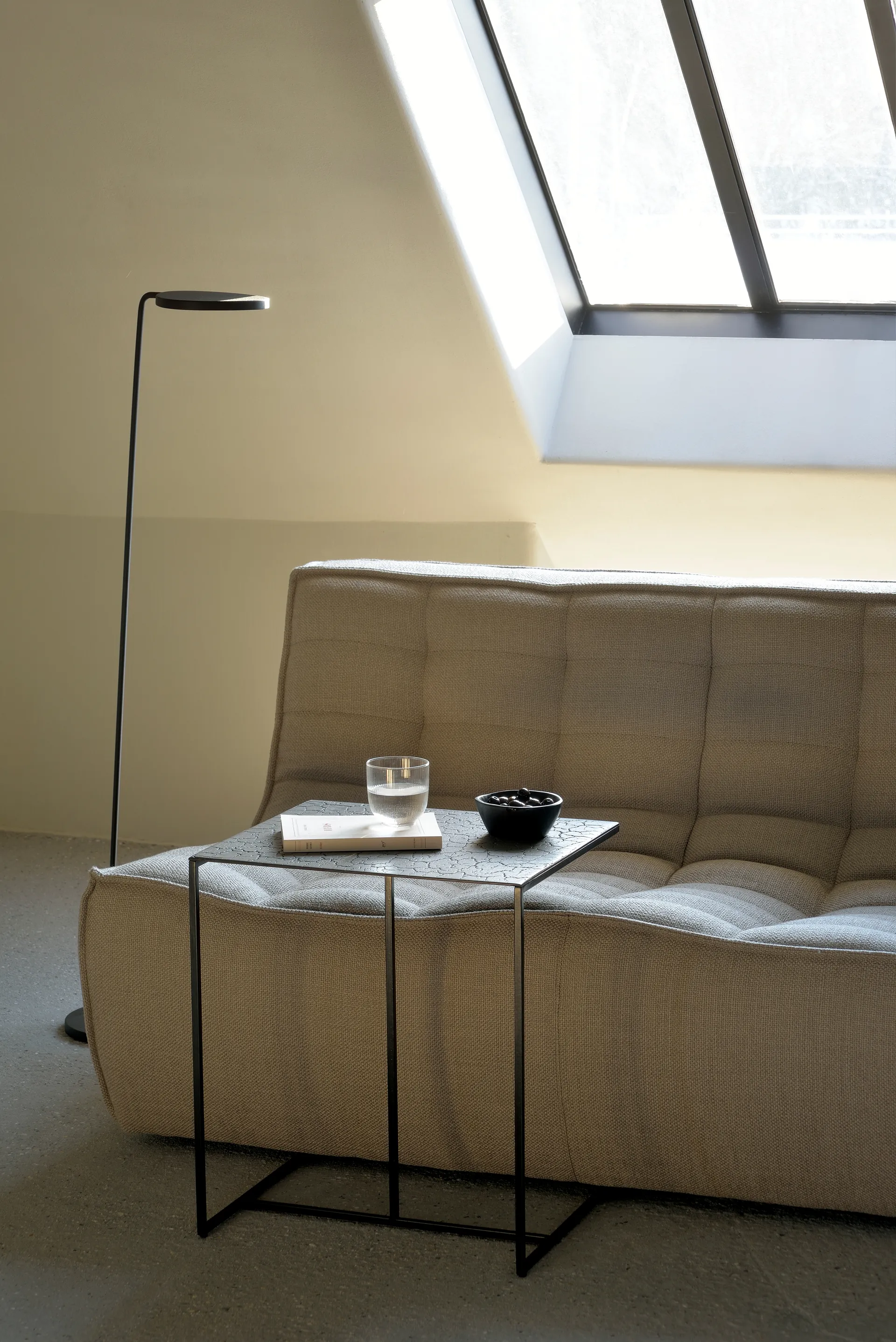 N701 Modulares Ecksofa mit abgerundeter Ecke, Stoff Beige, 330x260 cm Ethnicraft