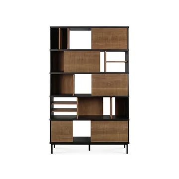Oscar Rack Regal - Teak-Black 5 Türen 120x40 cm - Ethnicraft