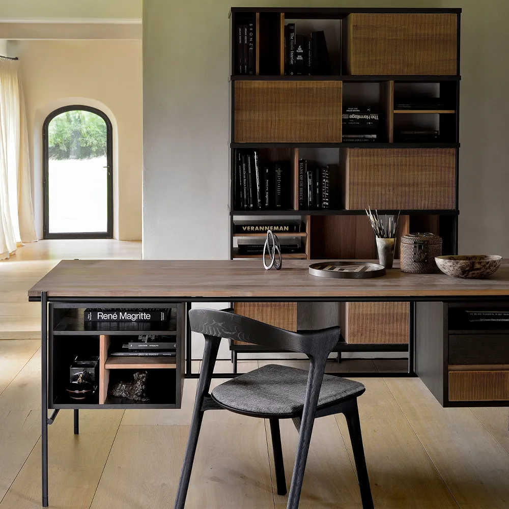 Oscar Rack Regal, Teak-Black 5 Türen 120x40 cm Ethnicraft