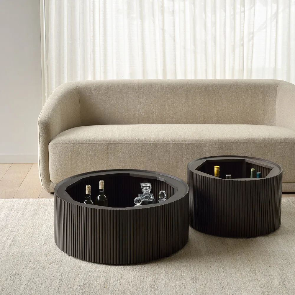 Roller Max Couchtisch rund, Mahagony dunkelbraun 60 cm Ethnicraft