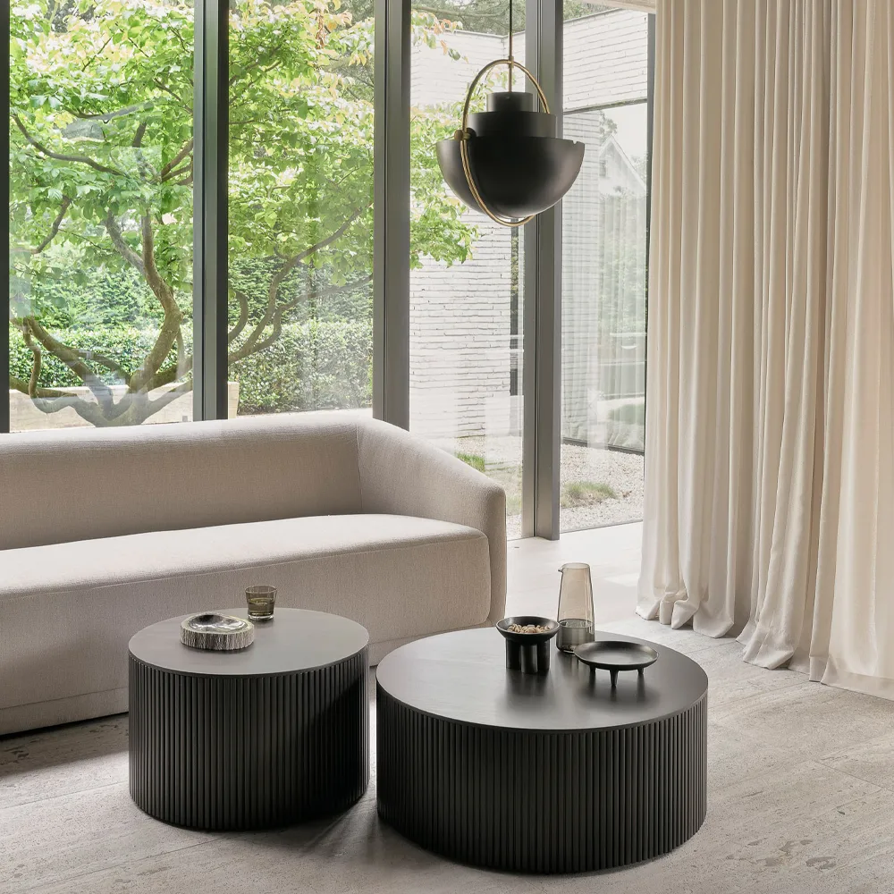 Roller Max Couchtisch rund, Mahagony dunkelbraun 80 cm Ethnicraft