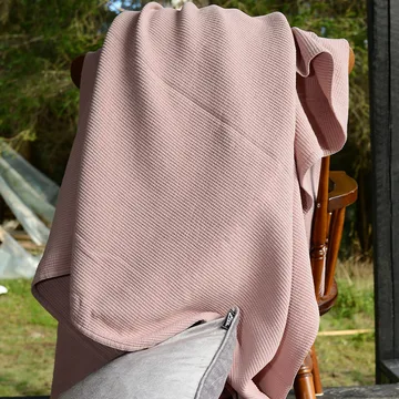 Stripe Bettüberwurf Baumwolle stone washed 180 x 260 - Dusty Rose - Etol Design