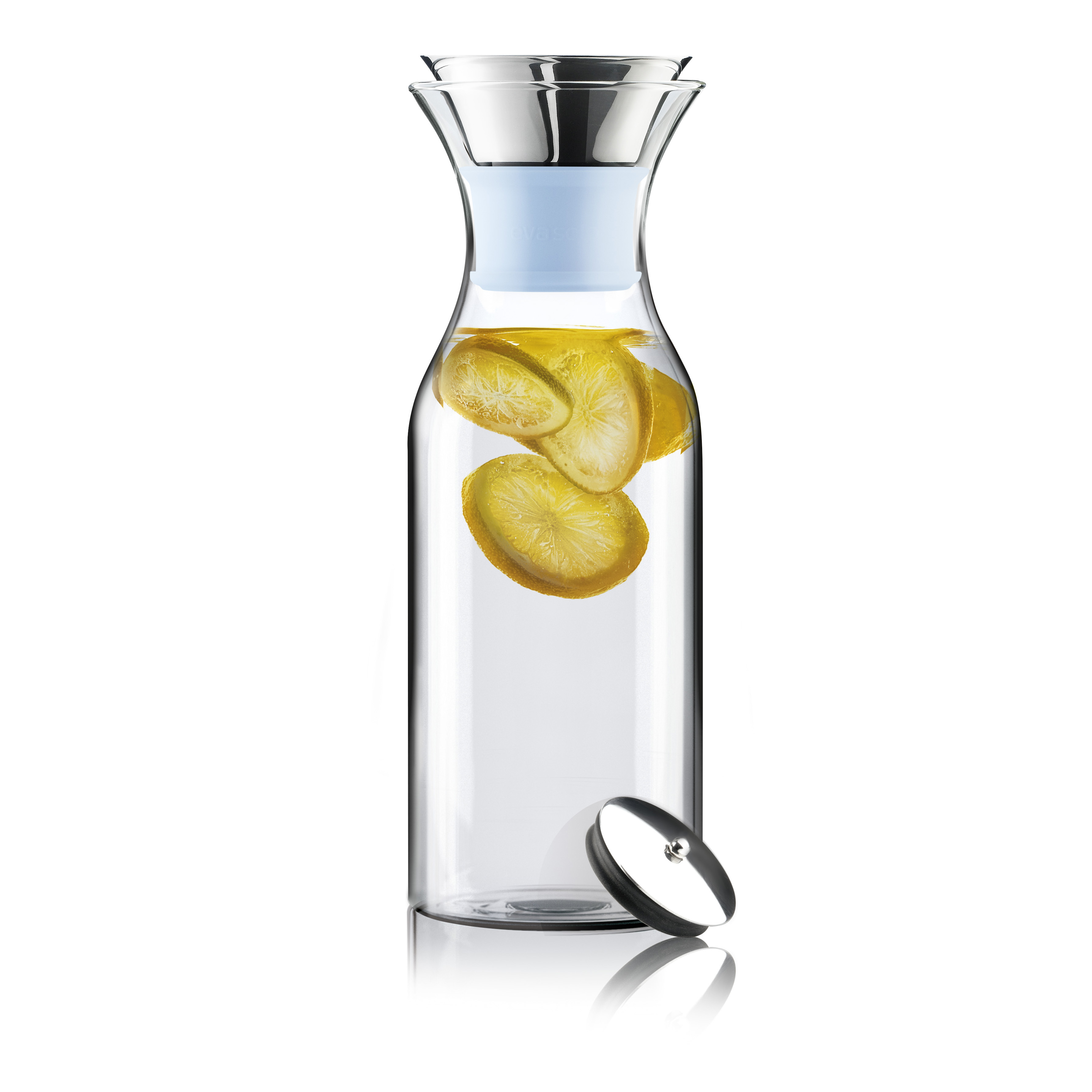 1 Liter 1.0l| Borrosilikat-Glas spülmaschinenfest EVA SOLO – Kühlschrankkaraffe Edelstahl Lime 100% tropffrei skandinavisches Design Silikon 