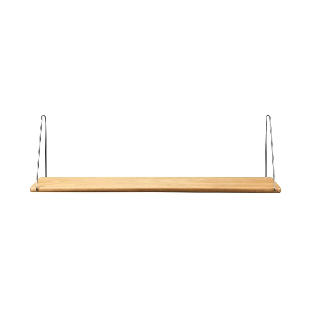 B145 Shelf w/brackets Regal, 20x90 cm oak nature-brushed stainless FDB Møbler