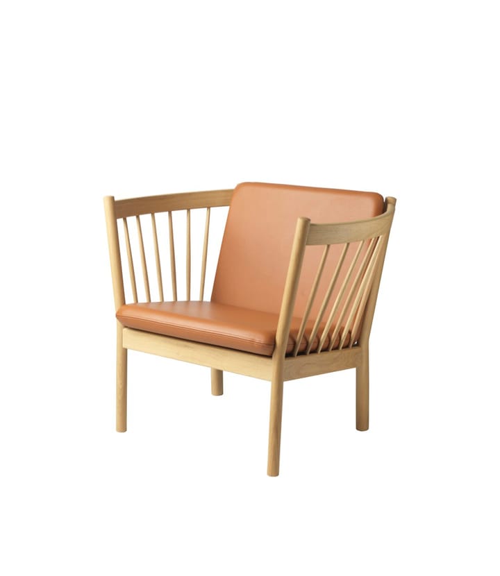 J146 Sessel, Oak nature lacquered-cognac leather FDB Møbler