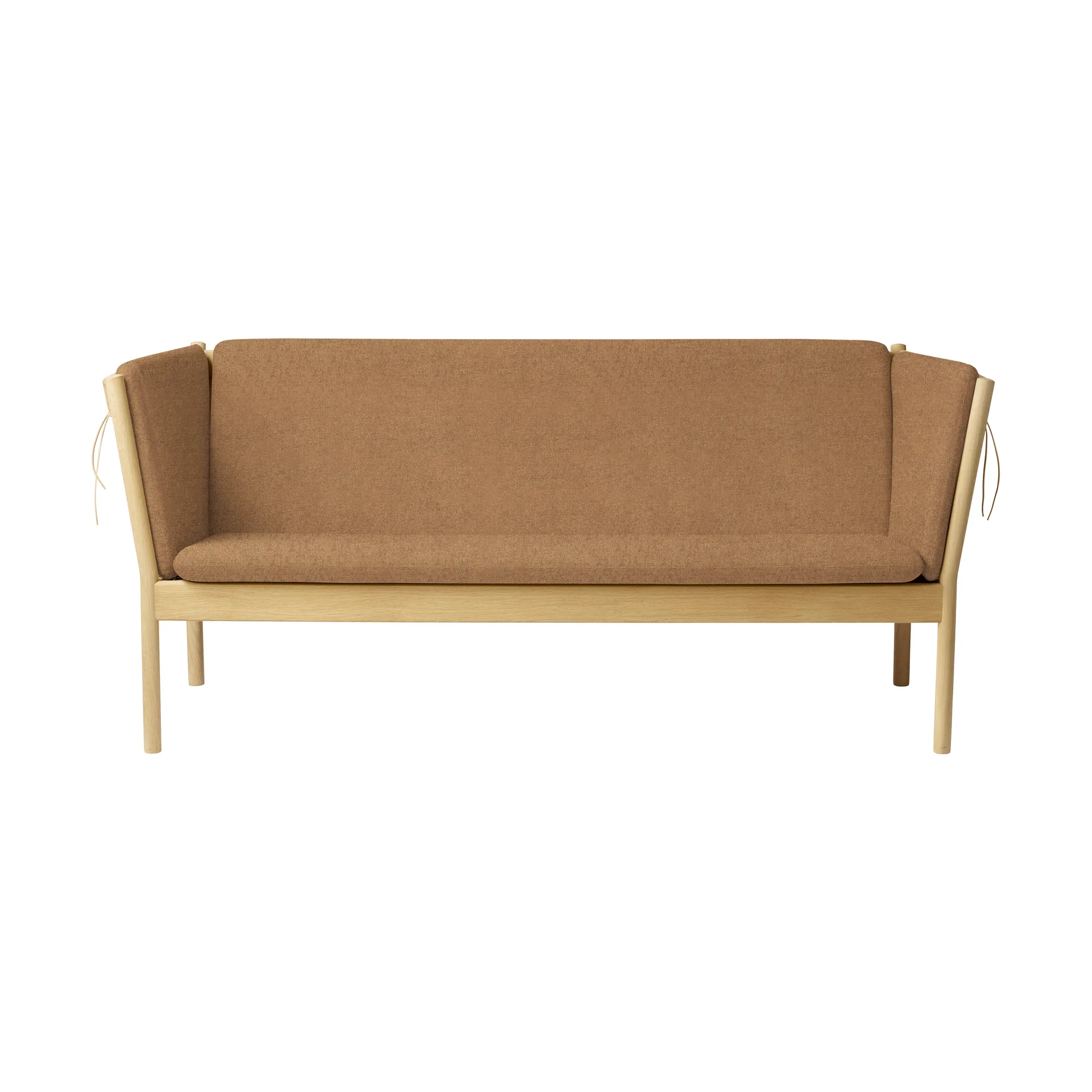 J149 Sofa, Stoff braun lackierte Eiche, 3-Sitzer FDB Møbler