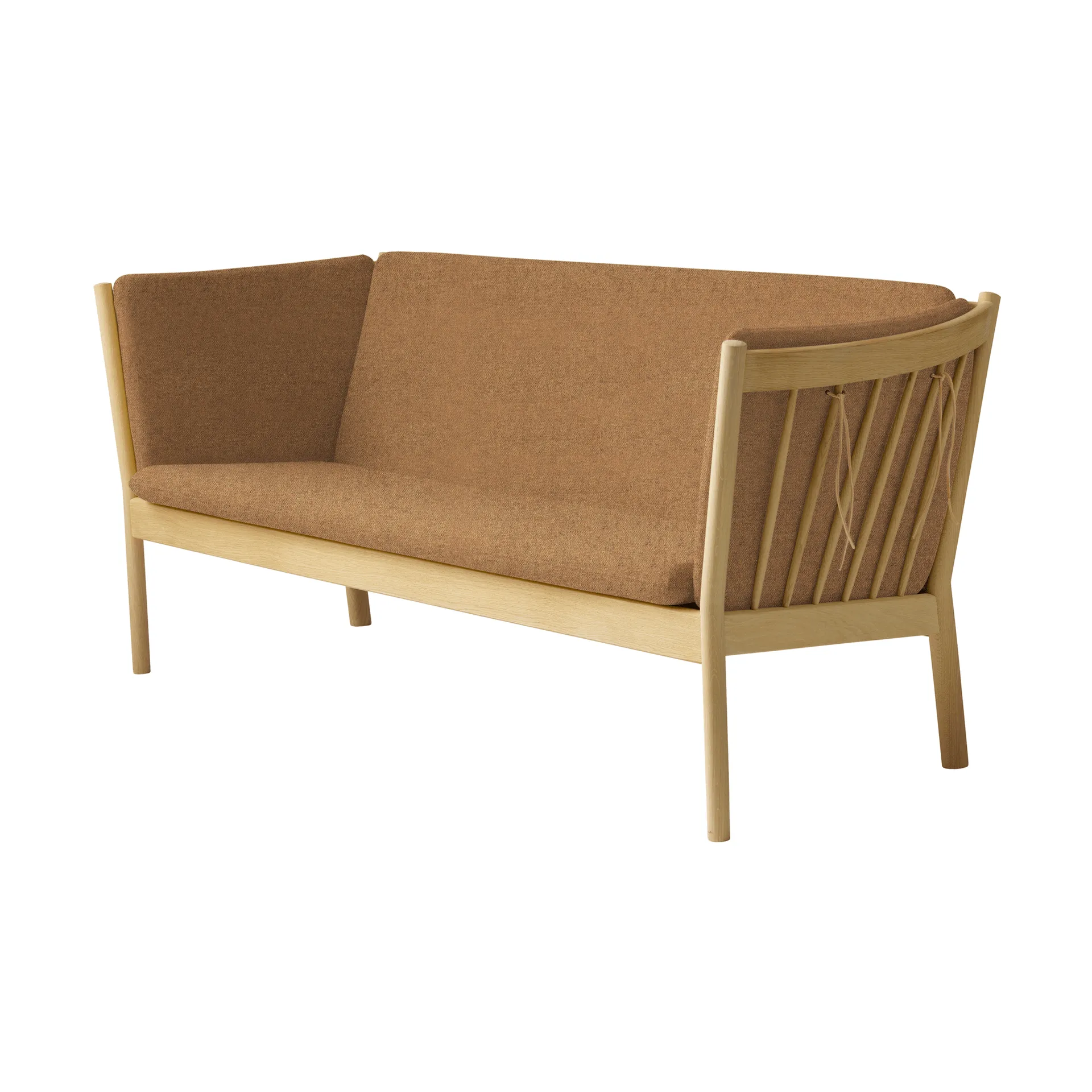 J149 Sofa, Stoff braun lackierte Eiche, 3-Sitzer FDB Møbler