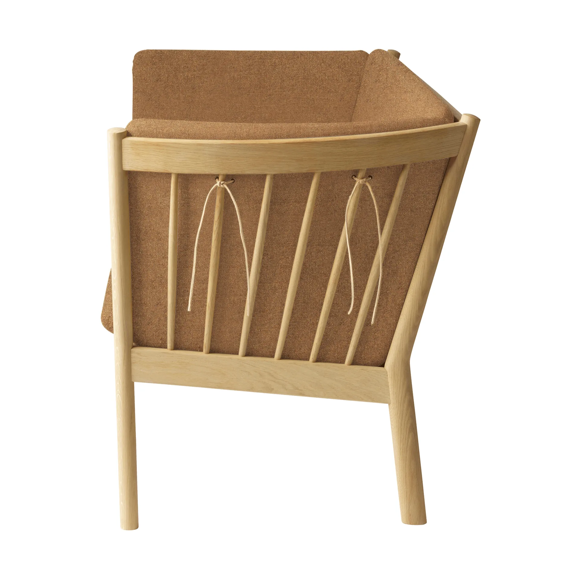 J149 Sofa, Stoff braun lackierte Eiche, 3-Sitzer FDB Møbler