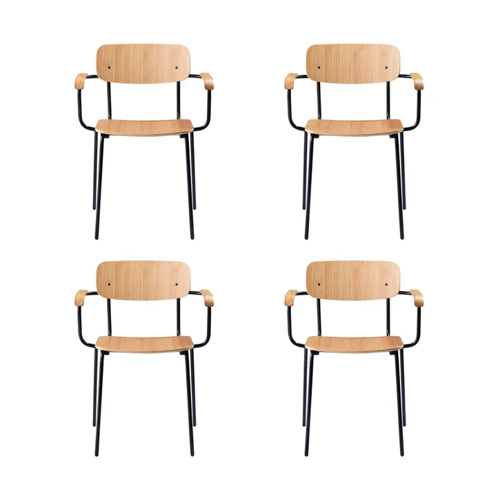 J183 Holmen Armlehnstuhl 4-teilig - Oak Furnier-black legs - FDB Møbler