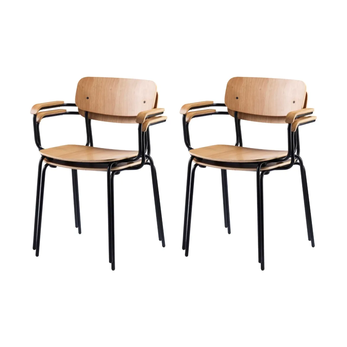 J183 Holmen Armlehnstuhl 4-teilig, Oak Furnier-black legs FDB Møbler