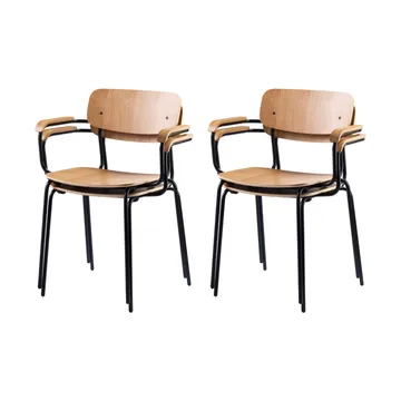 J183 Holmen Armlehnstuhl 4-teilig - Oak Furnier-black legs - FDB Møbler