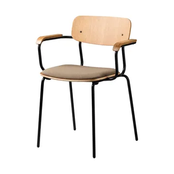 J183 Holmen Armlehnstuhl - Oak Furnier-black legs-taupe - FDB Møbler