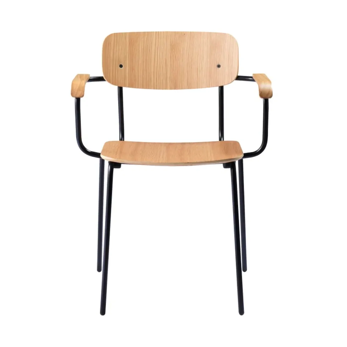 J183 Holmen Armlehnstuhl, Oak Furnier-black legs FDB Møbler