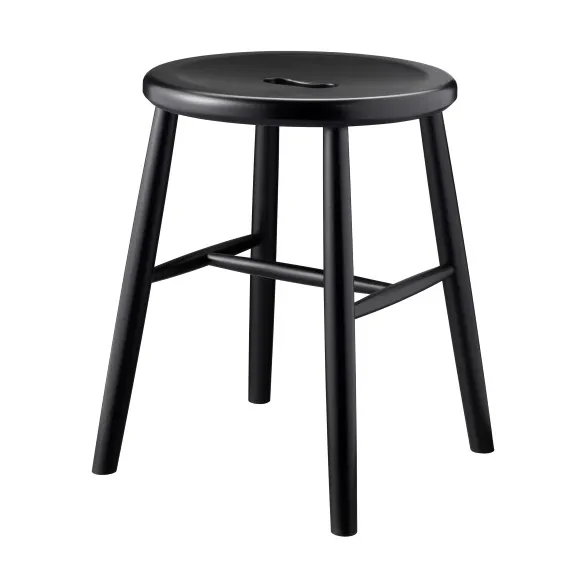 J27 runder Hocker - Beech black painted, Ø35x45,5 cm - FDB Møbler