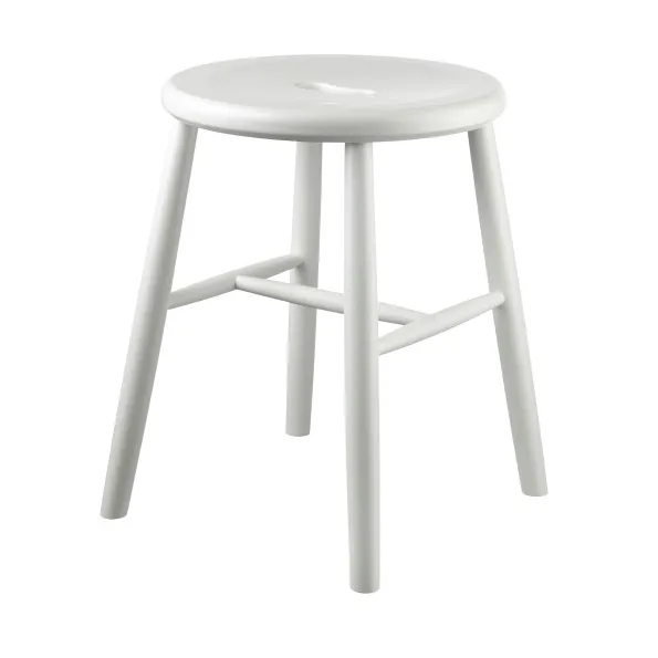 J27 runder Hocker - Beech white painted, Ø35x45,5 cm - FDB Møbler