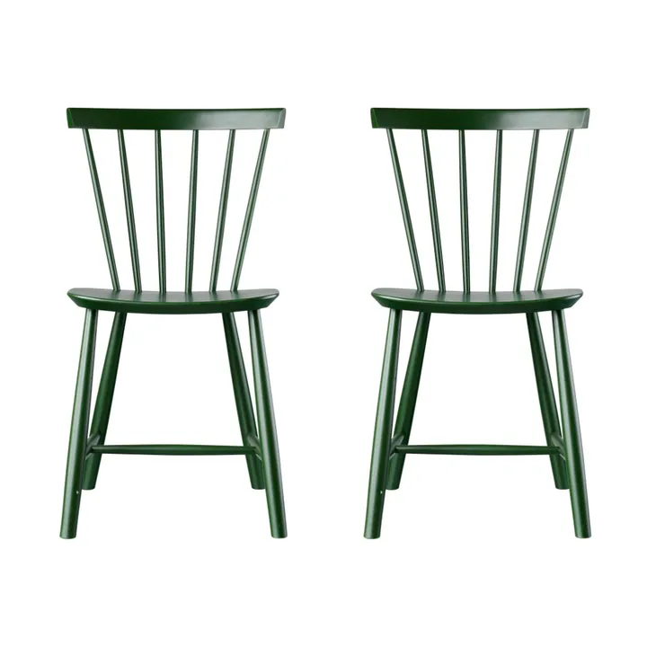 J46 Stuhl, Buche bottle green lackiert, 2er Pack - FDB Møbler