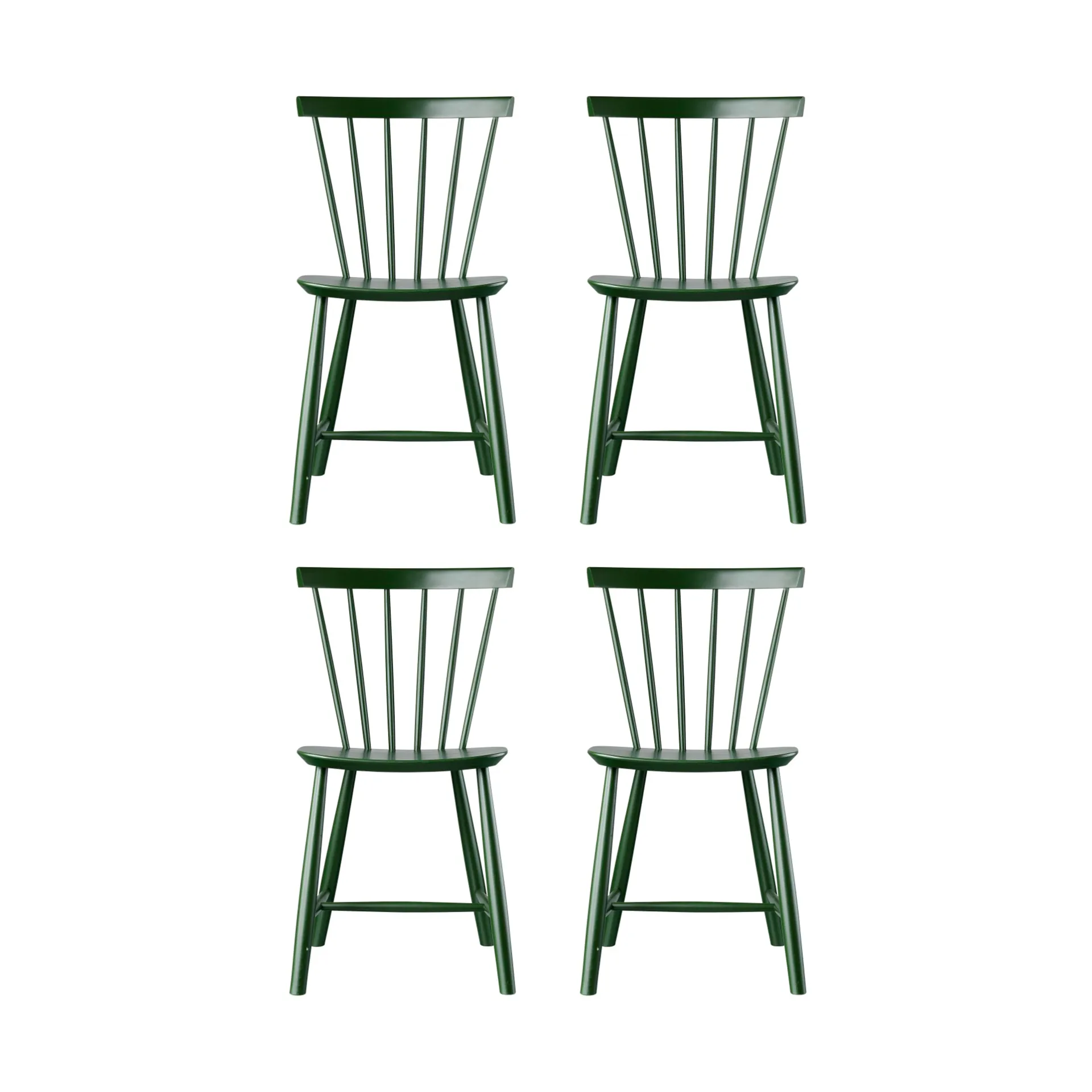 J46 Stuhl, Buche bottle green lackiert, 4er Pack,  FDB Møbler