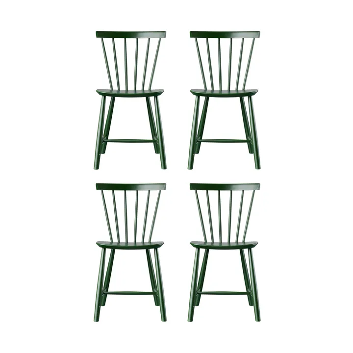J46 Stuhl, Buche bottle green lackiert, 4er Pack - FDB Møbler