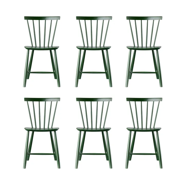 J46 Stuhl, Buche bottle green lackiert, 6er Pack - FDB Møbler