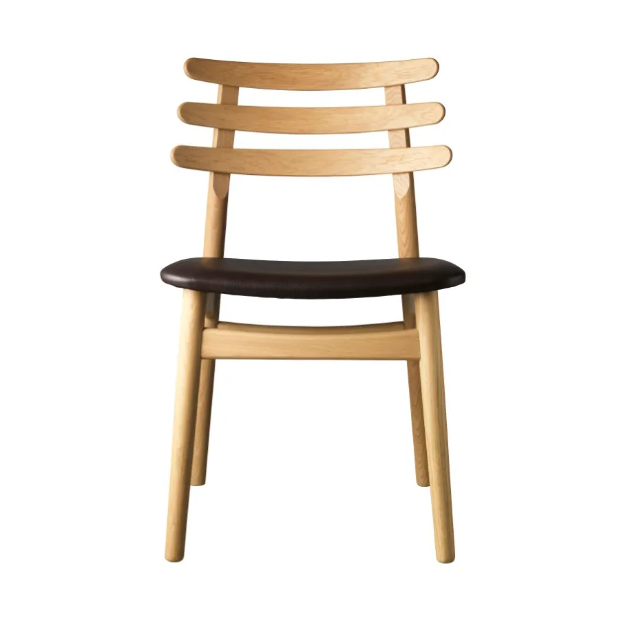 J48 Stuhl, Oak nature lacquered-dark brown leather FDB Møbler