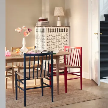 J80 Stuhl - Steel blue beech-paper cord - FDB Møbler