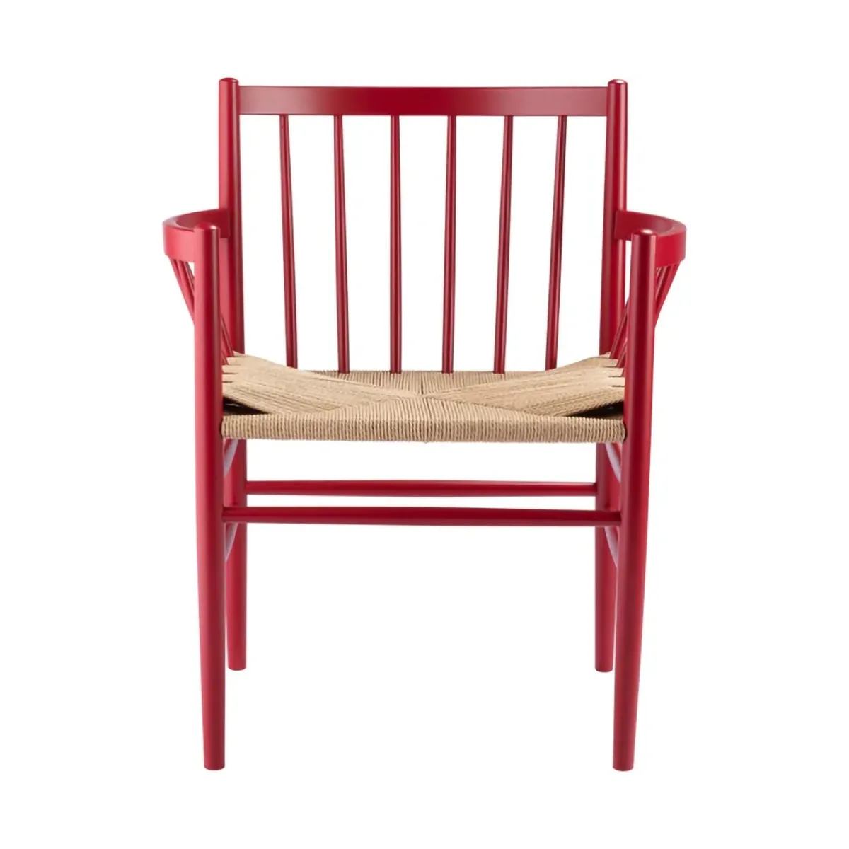 J81 Sessel, Ruby red beech-paper cord FDB Møbler