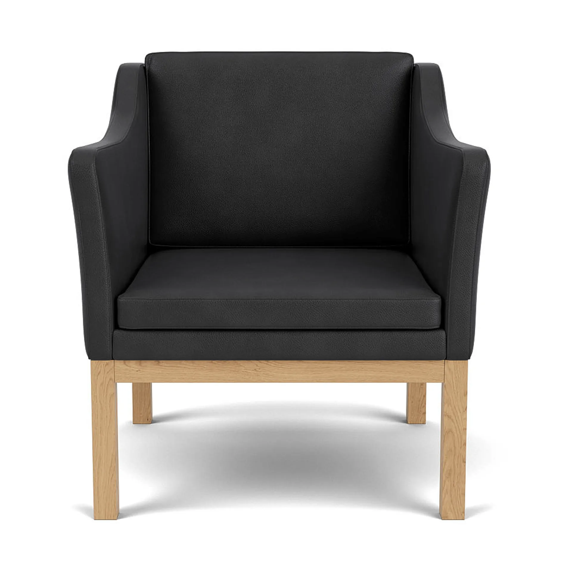 L46 MK155 easy chair Sessel, Lackierte Eiche-Leder schwarz FDB Møbler