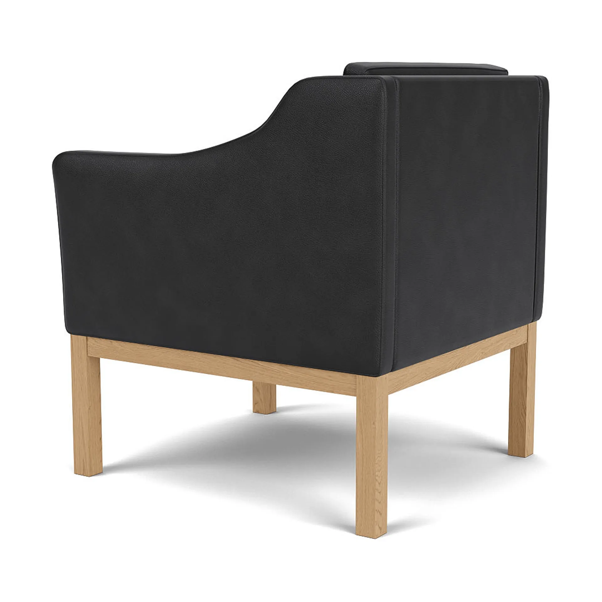 L46 MK155 easy chair Sessel, Lackierte Eiche-Leder schwarz FDB Møbler