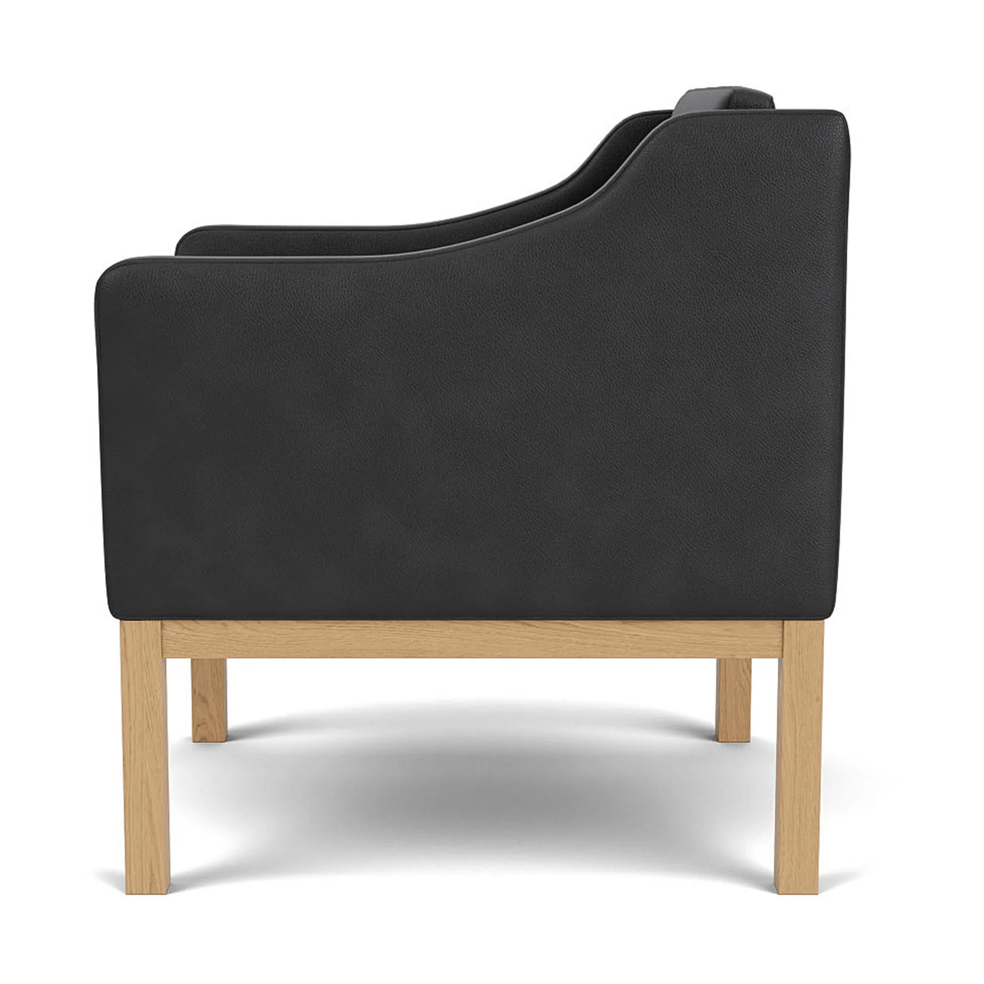 L46 MK155 easy chair Sessel, Lackierte Eiche-Leder schwarz FDB Møbler