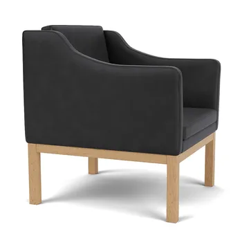 L46 MK155 easy chair Sessel - Lackierte Eiche-Leder schwarz - FDB Møbler