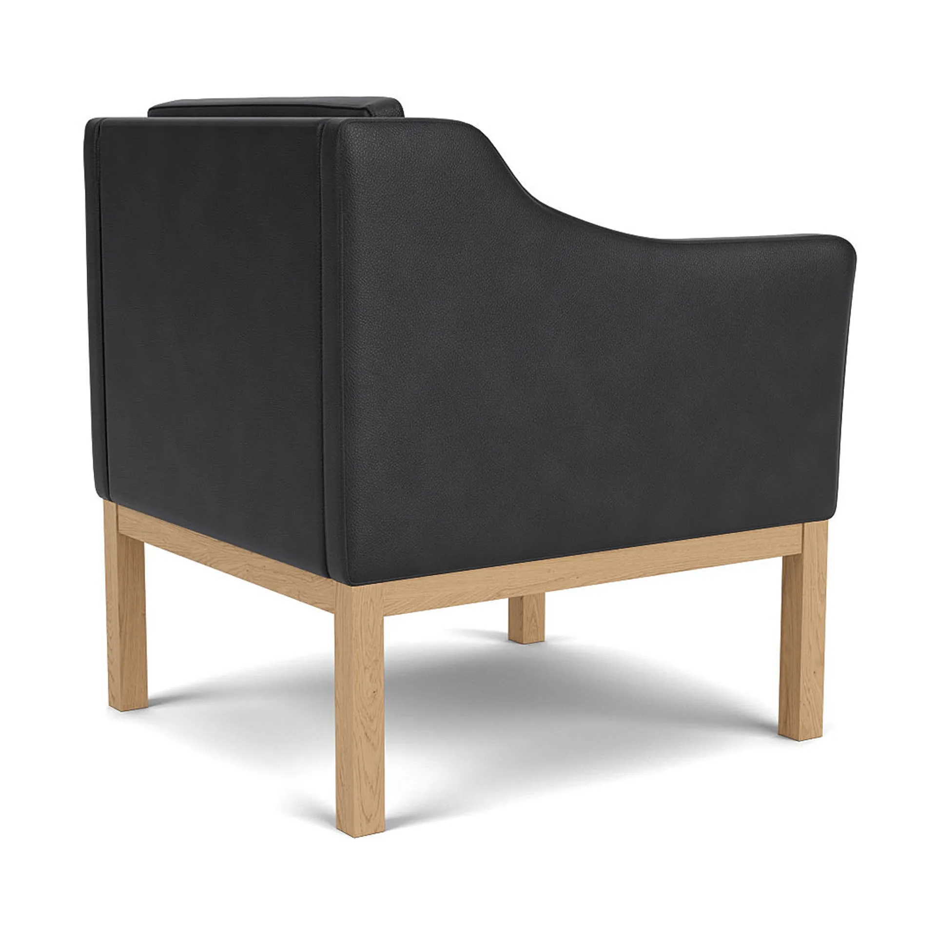 L46 MK155 easy chair Sessel, Lackierte Eiche-Leder schwarz FDB Møbler