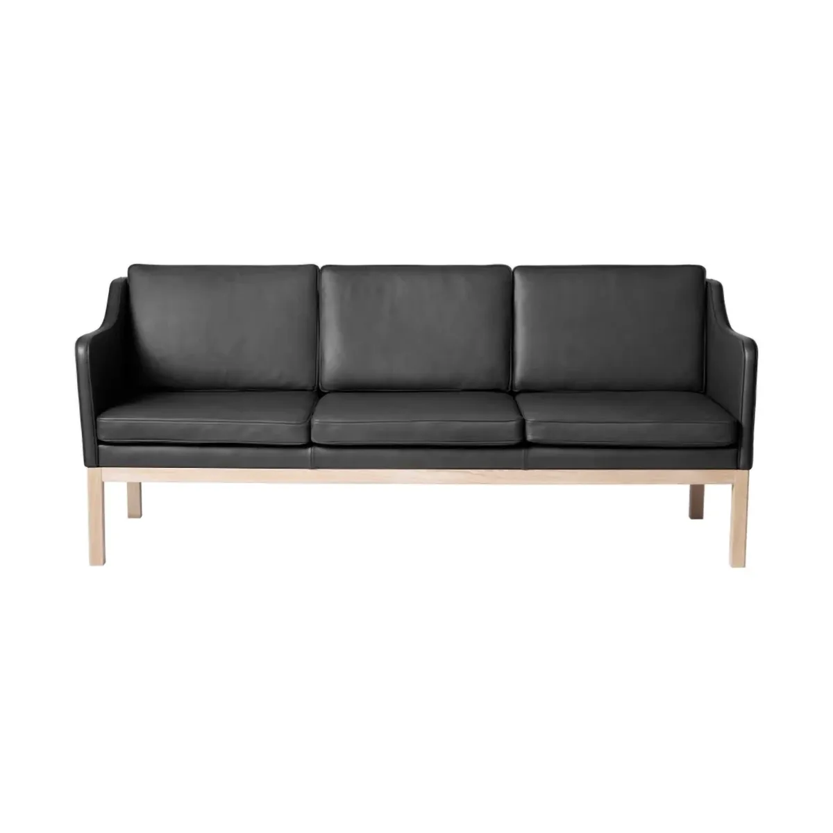 MK46 Mogens Koch 3-sitziges Sofa, Lacquered oak-black leather FDB Møbler
