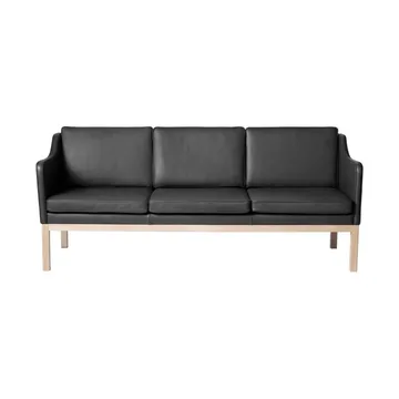 MK46 Mogens Koch 3-sitziges Sofa - Lacquered oak-black leather - FDB Møbler