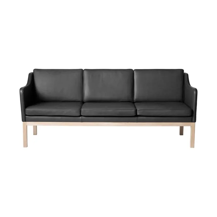 MK46 Mogens Koch 3-sitziges Sofa - Lacquered oak-black leather - FDB Møbler