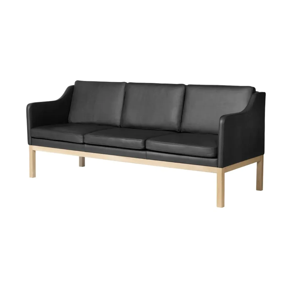 MK46 Mogens Koch 3-sitziges Sofa, Lacquered oak-black leather FDB Møbler