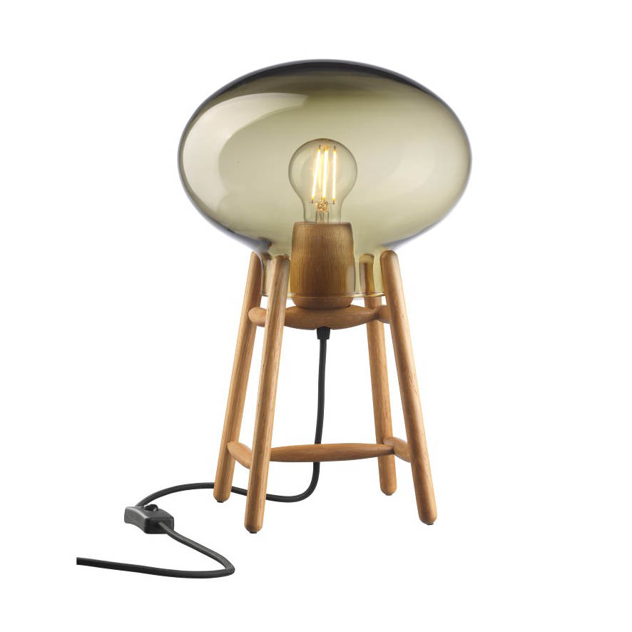 FDB Møbler U4 Hiti Tischleuchte Smoked glass-oak nature lacquered