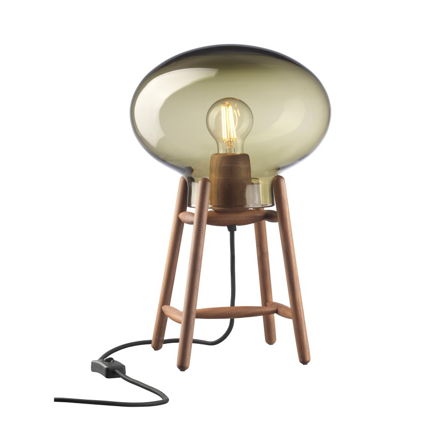 FDB Møbler U4 Hiti Tischleuchte Smoked glass-walnut nature lacquered