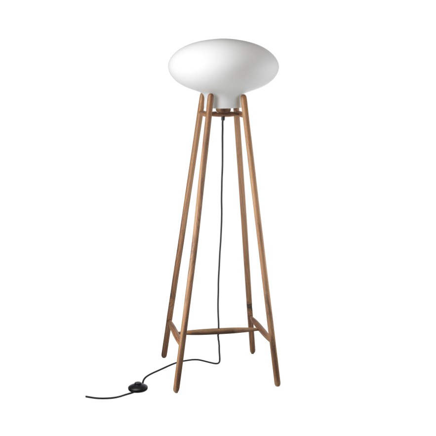 FDB Møbler U5 Hiti Stehleuchte Opal glass-walnut nature lacquered