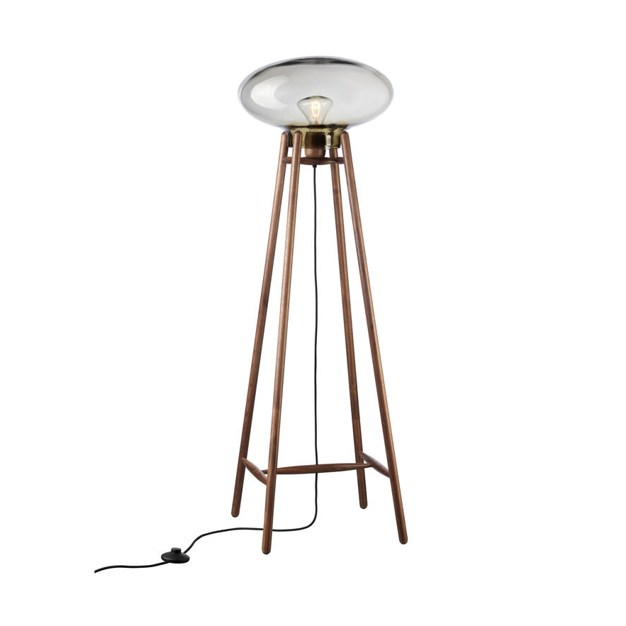 FDB Møbler U5 Hiti Stehleuchte Smokey grey-walnut nature lacquered