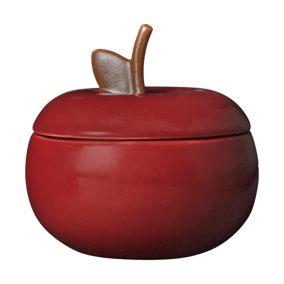 Apple Keramikschüssel mit Deckel - Dunkelrot, Ø9,5 cm - Ferm Living