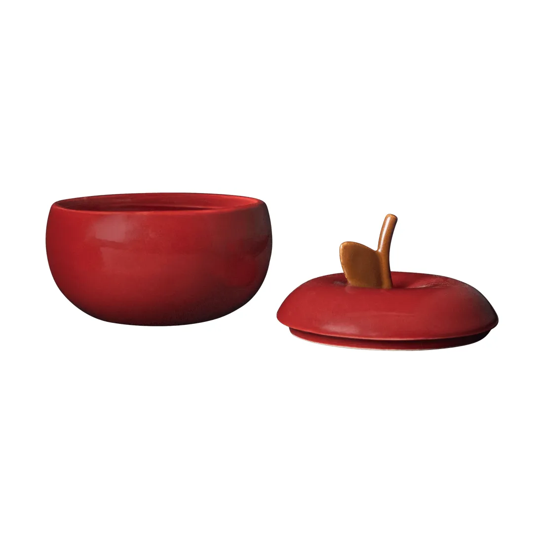Apple Keramikschüssel mit Deckel, Dunkelrot, Ø9,5 cm Ferm Living