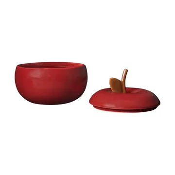 Apple Keramikschüssel mit Deckel - Dunkelrot, Ø9,5 cm - Ferm Living