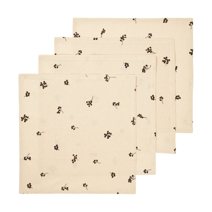 Baies Baumwollserviette 40x40 cm 4er-Pack - Natural-dark chocolate - Ferm Living